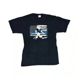 D.A.R.E. Vintage Graphic T Shirt Lion Mascot & Flag Black‎ Men’s Size Medium